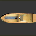 Traditional Wooden Boat With Yellow Deck Green Trim And Curved Roof Design