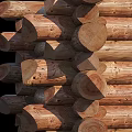 Natural Wooden Log Construction Components With Stacked Design And Rustic Texture 3d model