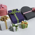 Colorful Decorative Gift Boxes In Various Shapes With Ribbons And Bows