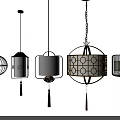 Various Stylish Pendant Lights With Metal Frames Fabric Shades And Tassel Decorations