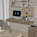 Silent Wind Desk Office Desk Computer Hole Board Storage Rack 3d model