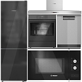 Modern Kitchen Appliances Refrigerator Oven Microwave Dishwasher 3d model