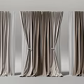 Elegant Neutral Toned Curtains with Draped Design and Soft Velvet Fabric