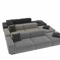 Modern Gray Fabric Sectional Sofa Set with Modular Design and Comfortable Cushions 3d model