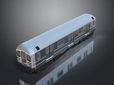 Silver Streamlined Metro Train Side View With Multiple Windows Doors And Reflective Surface 3d model
