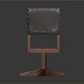Classic Wooden Frame Chair With Dark Leather Upholstery Riveted Details And Swivel Base