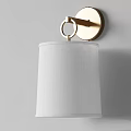 Modern Gold Wall Lamp With Circular Metal Bracket White Fabric Shade For Home Decor