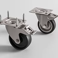 Two Heavy Duty Black Tire Casters With Silver Metal Brackets And Brake System