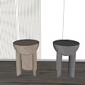 Modern Stools In Various Colors Against Vertical Striped Wall And Light Floor 3d model