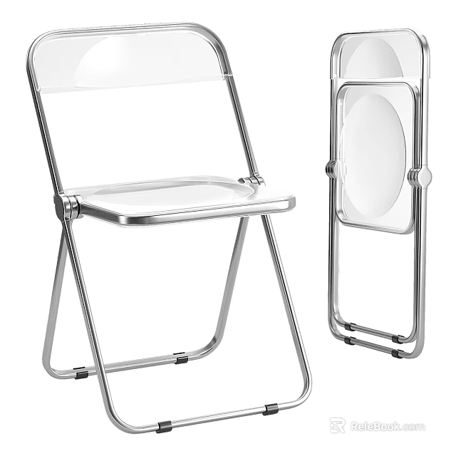 Clear Transparent Folding Chair With Acrylic Seat And Chrome Metal Frame 3d model 