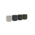 Soft Beige Fabric Rounded Cube Stools with Brown and Green Color Options