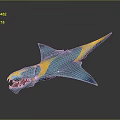 3D Rendered Colorful Blue And Yellow Aquatic Shark With Sharp Teeth And Streamlined Body