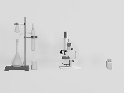 High Quality Medical Laboratory Equipment Including Microscope Test Tubes And Beakers 3d model