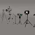 Professional Photography Equipment Setup With Tripod Camera Lighting And Microphone