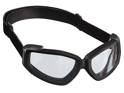 Safety Goggles With Black Frame Strap And Clear Protective Lenses 3d model
