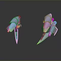 Twin Sci-Fi Weapons 3D Model Featuring Futuristic Design Metallic Finish And Purple Accents