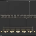 Elegant Modern Linear Chandelier Design With Metal Frame And Spherical Lights 3d model
