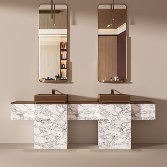 Modern Basin Cabinet Bathroom Cabinet Washing Table Decorative Mirror 3d model