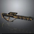 Futuristic Weapon Design With Orange Black Finish And Diamond Shaped Structural Elements 3d model