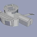 Modern Multi Storey Office Building With Glass Facade And Circular Structure 3d model