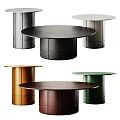 Modern Round Coffee Tables With Cylindrical Base In Various Colors 3d model