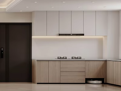 Modern Kitchen Interior Design With Light Cabinets And Sleek Countertop 3d model