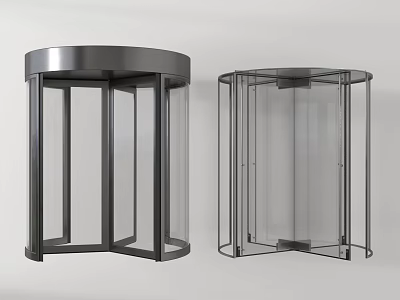 Modern Revolving Doors With Metal Frames And Transparent Glass Design 3d model