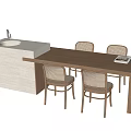 Modern Dining Table and Chair Combination Dining Chair Dining Table 3d model