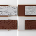 Modern Geometric Line Wall Decor With Brown White Panels And Golden Frames 3d model
