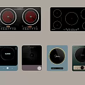Various Electric Cooktops With Multiple Burners And Colorful Designs
