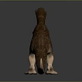 Realistic Brown Dinosaur Model in Standing Pose with Detailed Texture 3D Rendered on Gray Background