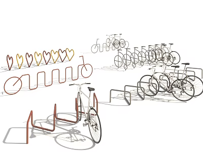 Commercial Bicycle Racks with Various Designs for Secure Bike Parking in Public Areas 3d model