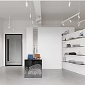Modern Clothing Store Interior With Hanging Apparel And Minimalist Display Racks