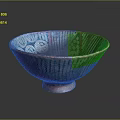 Decorative Ceramic Bowl With Colorful Geometric Patterns And Stripe Details On Stable Base