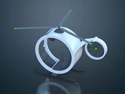 Modern Personal Flying Device With White Circular Frame Propellers And Green Indicators 3d model