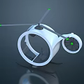 Modern Personal Flying Device With White Circular Frame Propellers And Green Indicators 3d model