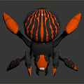 3D Modeled Spider With Black Red Stripes Orange Legs And Skull On Head