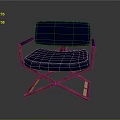 Navy Blue Upholstered Chair With Wooden Cross Frame And Smooth Surface