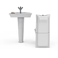 Modern White Ceramic Bathroom Set With Toilet Sink And Chrome Faucet