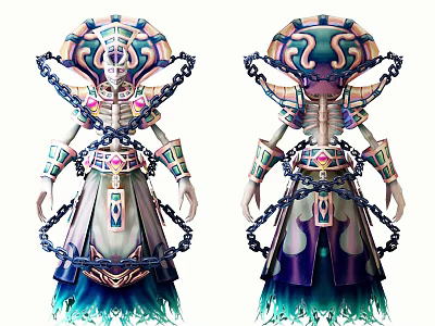 Game and Movie Character With Elaborate Headdress Chain Decorations Colorful Robe And Fringe Details 3d model