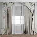 Elegant Beige Layered Curtains With Sheer Panels And Window Valance Design