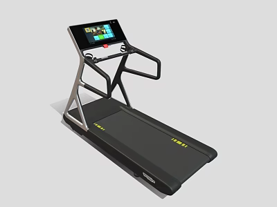 High Quality Black Treadmill With Large Display Screen And Silver Handrails 3d model