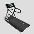 High Quality Black Treadmill With Large Display Screen And Silver Handrails 3d model