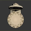 Artistic Light Colored Chair With Round Backrest Decorative Dots And Patterned Seat