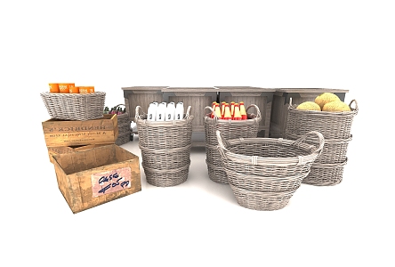 Modern Storage Basket Supermarket Ornaments 3d model