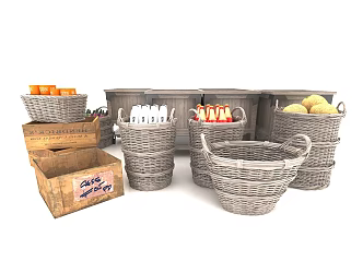 Modern Storage Basket Supermarket Ornaments 3d model