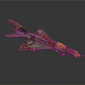 Unique Detailed Military Jet Model With Green Red Camouflage Pattern Design