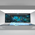 Modern Digital Display With Data Visualization And City Model On Interactive Screen