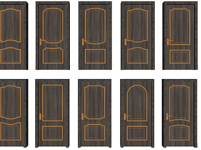 Modern swing door single door combination 3d model