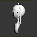 Game Movie Character White Head with Geometric Spiral Ears Orange Eyes and Necklace